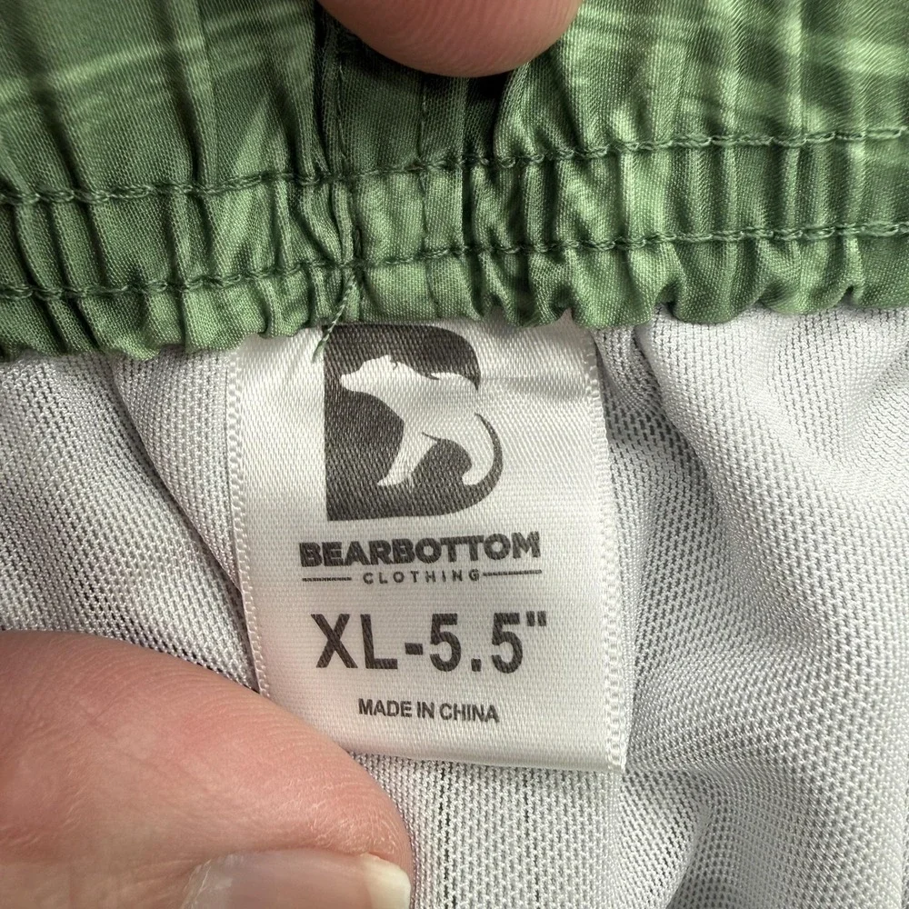 Bearbottom Clothing Swim Shorts Mens XL Green Geometric Trunks‎ 5.5 Inseam Lined
